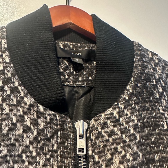 Stolen Girlfriends Club | Men’s Wool Bomber w Leather Sleeves | Fits like an M - Picture 5 of 9